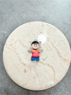 Vintage Estella Star Children Collection Boy Coll Polymer Clay Charm Pendant